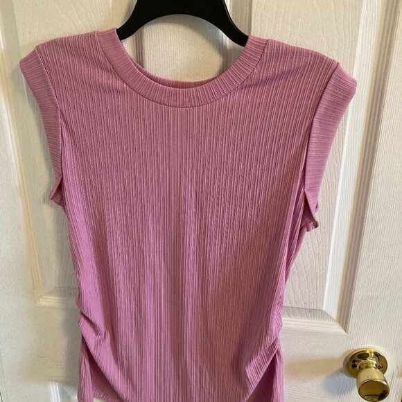 Nine West Women Short Cap Sleeve Ribbed Top Crewneck Orchid Size Large - Picture 1 of 6